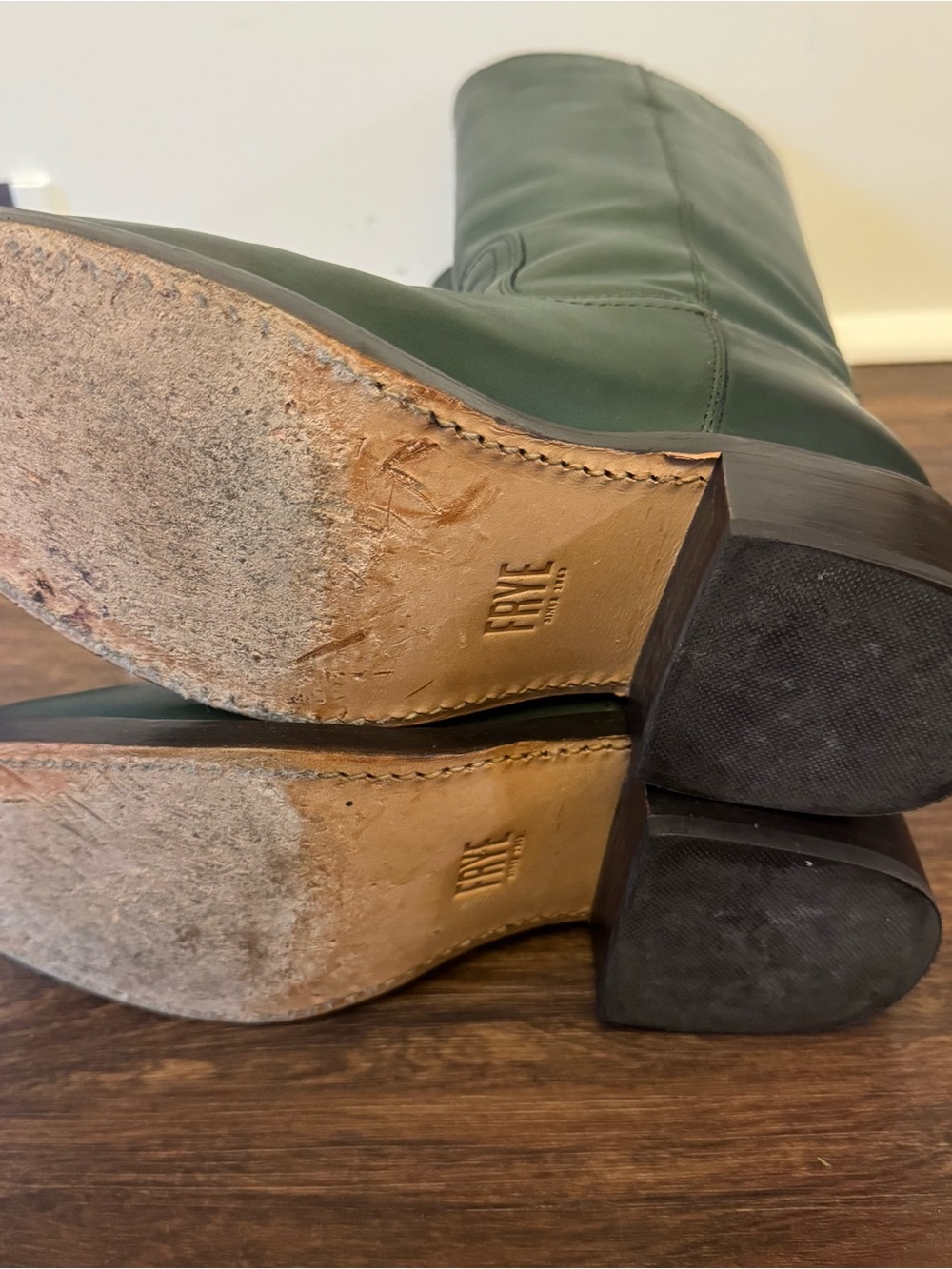 Frye Campus Boots Dark Green Leather Over-The-Knee Riding Boots - Picture 8 of 13